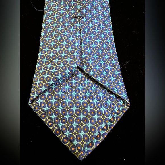 Geoff Nicholson Made in Italy Blue Circle Print Silk Tie